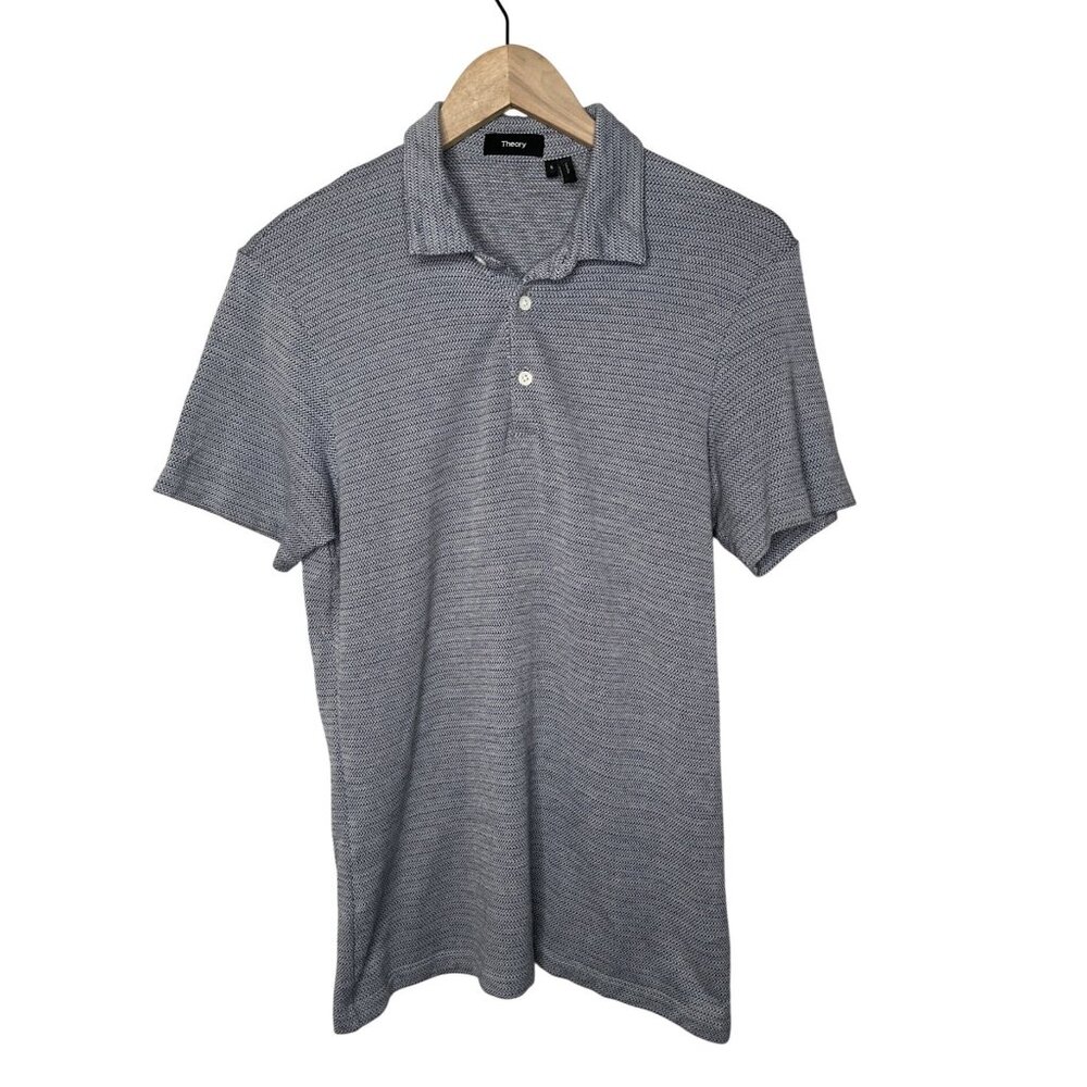 Theory Mens Micro Polo Shirt Gray Pima Cotton Size Small
